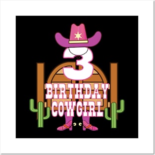 3rd Birthday Cowgirl 3 Years Old Girl Rodeo Lover Party design Posters and Art